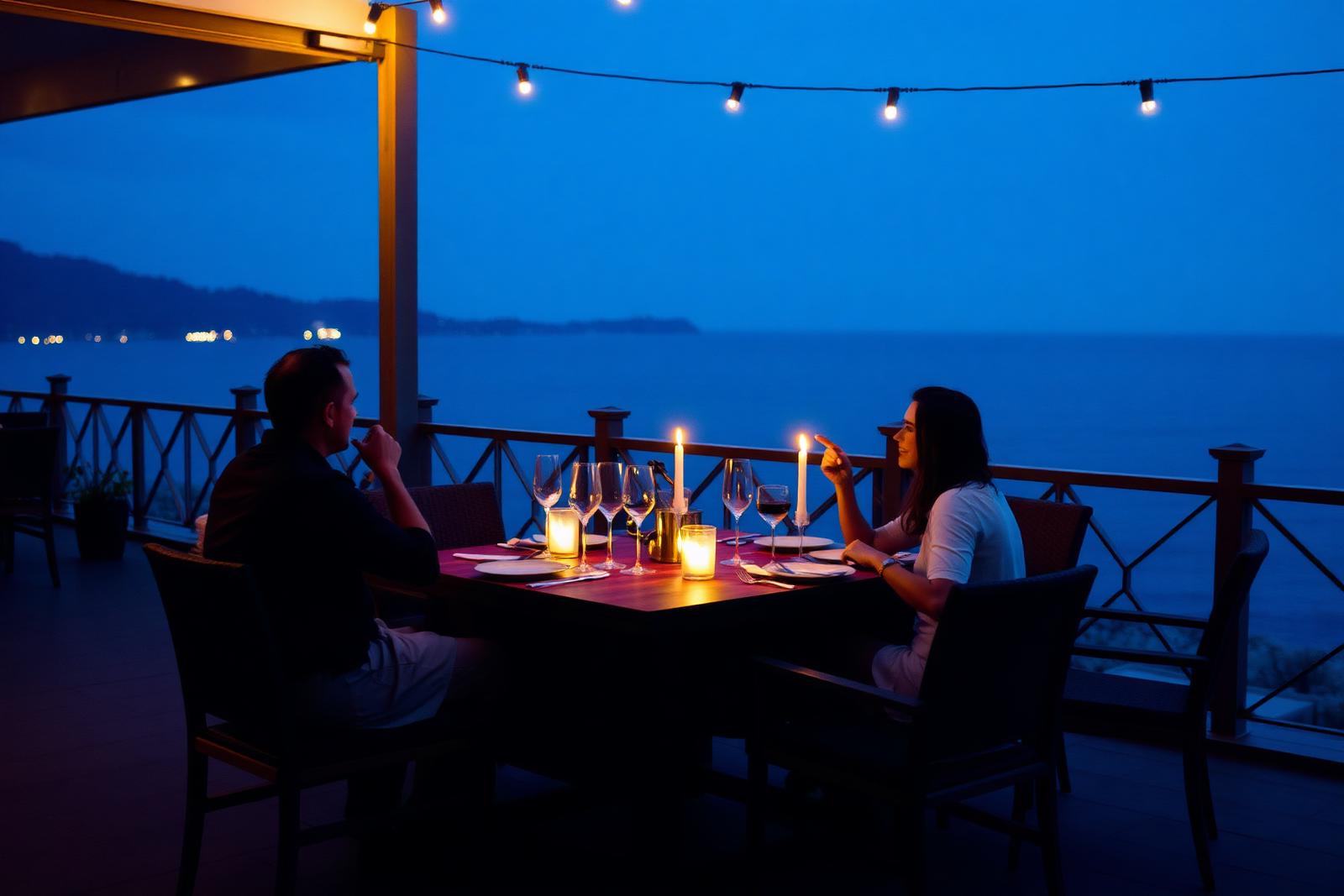 Couple dining on the terrace